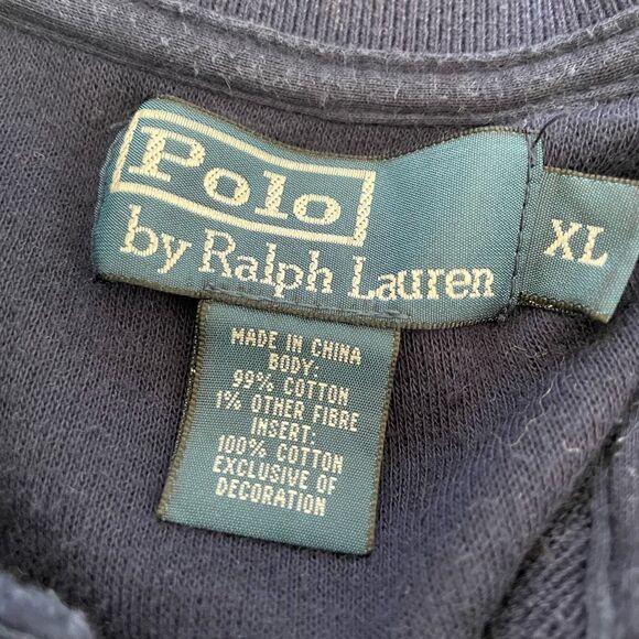 Vintage Polo Ralph Lauren Blue Pique Cotton Big Pony Full Zip Jacket XL Red Whit - Picture 10 of 10